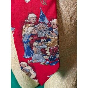 Vintage 1990s Wembley Christmas Santa Men's Tie 100% Silk red holiday
